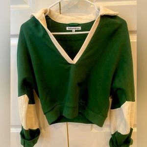 Reformation Cream and Green polo sweatshirt